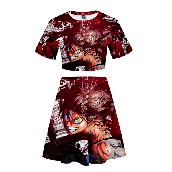 black clover cartoon cosplay 3d fashion shorts elastic waist short women's loose soft sets casual short skirts + navel t-shirt, White
black clover cartoon cosplay 3d fashion shorts elastic waist short women's loose soft sets casual short skirts + navel t-shirt, White
