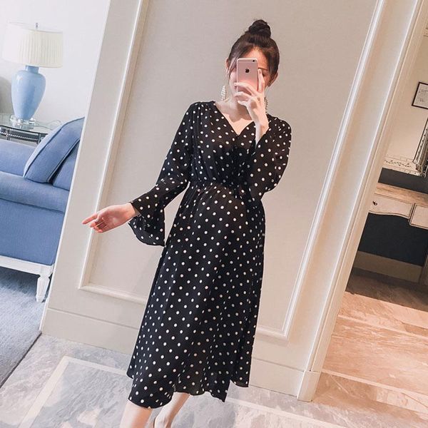 950# black polka dot printed chiffon maternity dress 2019 autumn fashion clothes for pregnant women pregnancy party dress, White
950# black polka dot printed chiffon maternity dress 2019 autumn fashion clothes for pregnant women pregnancy party dress, White