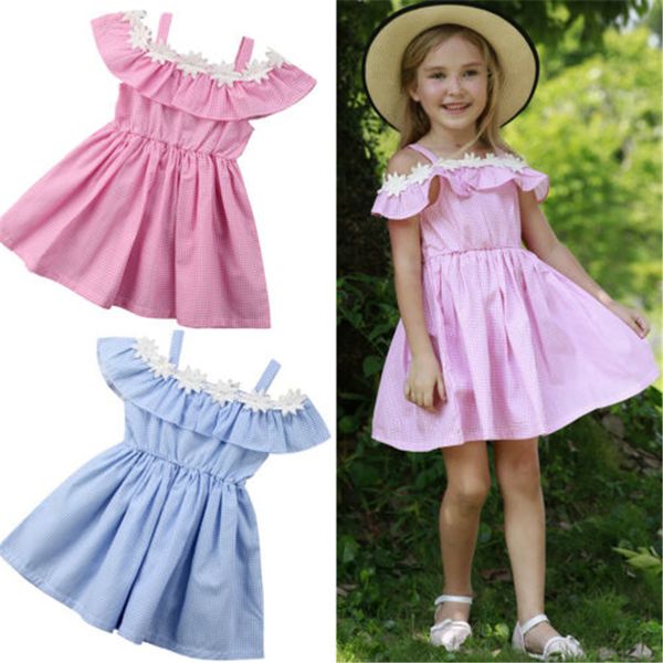 toddler baby girl dress sleeveless party casual plaid dresses kids clothes new, Red;yellow
