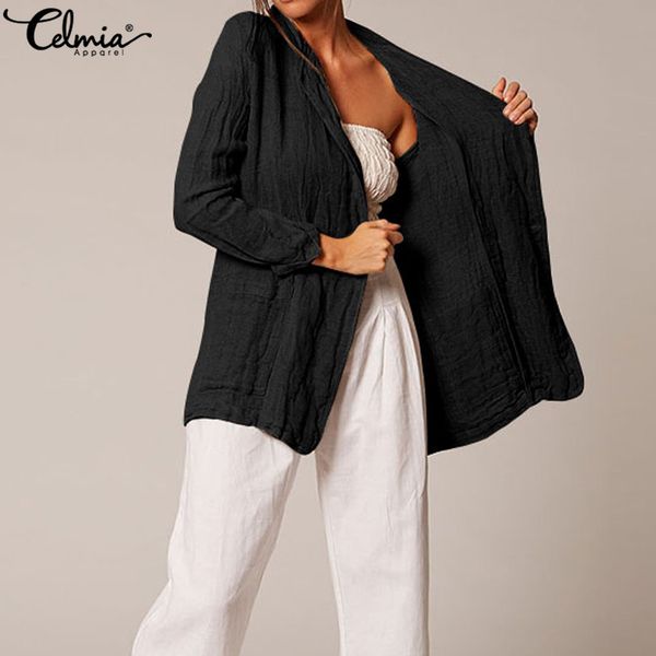 2019 celmia women blazers vintage long sleeve kimono cardigan fashion casual loose female jackets coats suits ovversized, White;black
2019 celmia women blazers vintage long sleeve kimono cardigan fashion casual loose female jackets coats suits ovversized, White;black