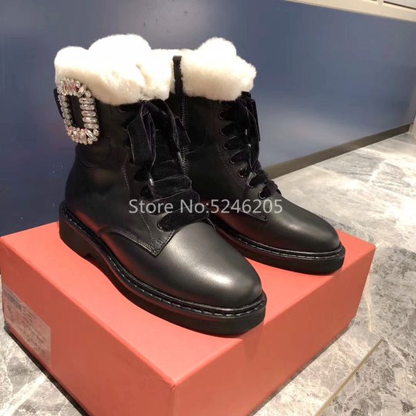 geunine leather ankle boots real fur winter snow boots round toe lace up crystal buckles woman for shoes, Black
geunine leather ankle boots real fur winter snow boots round toe lace up crystal buckles woman for shoes, Black