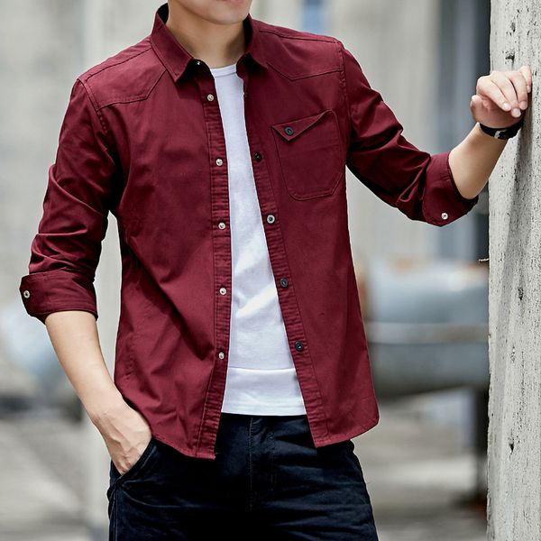 men's shirts casual cotton shirt 2019 red slim fit with pocket long sleeve vintage jacket streetwear drop shipping, White;black
men's shirts casual cotton shirt 2019 red slim fit with pocket long sleeve vintage jacket streetwear drop shipping, White;black