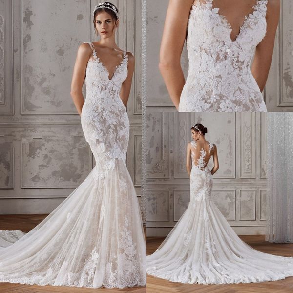 elegant v neck lace mermaid wedding dresses sleeveless illusion tulle applique fish tail plus size sweep train wedding bridal gowns 2020, White
elegant v neck lace mermaid wedding dresses sleeveless illusion tulle applique fish tail plus size sweep train wedding bridal gowns 2020, White