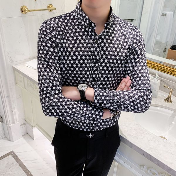 dress dot printing stylish long sleeve lapel neck streetwear retro brand casual shirts men 2020 designer shirt, White;black
dress dot printing stylish long sleeve lapel neck streetwear retro brand casual shirts men 2020 designer shirt, White;black