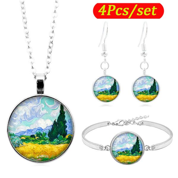 silver fashion jewelry sets gogh wheat field with cypresses cabochon glass necklace bracelet earring jewelry sets for women
silver fashion jewelry sets gogh wheat field with cypresses cabochon glass necklace bracelet earring jewelry sets for women