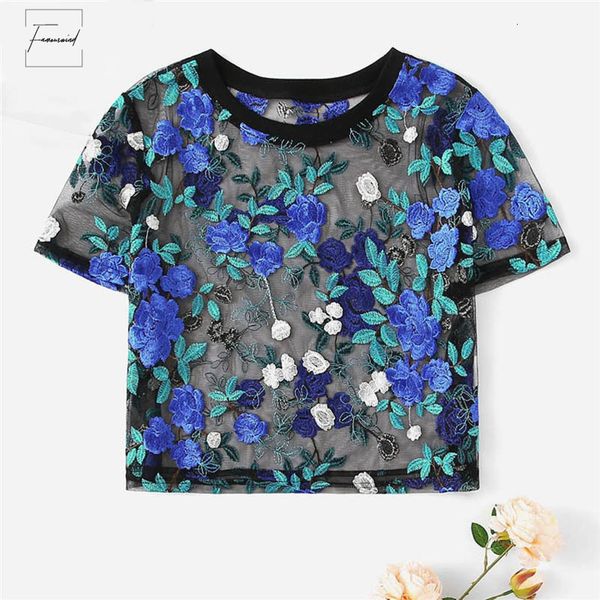 boho blouse short multicolor floral embroidery sheer mesh crop elegant women summer round neck short sleeve blouses, White
boho blouse short multicolor floral embroidery sheer mesh crop elegant women summer round neck short sleeve blouses, White
