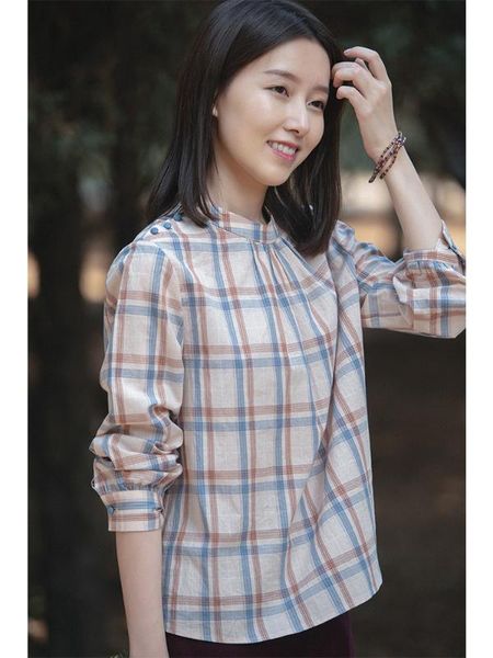 women's blouses & shirts cynthia chinese-style female long-sleeve o-neck shirt lady round-neck blouse cotton plaid straight spring autu, White
women's blouses & shirts cynthia chinese-style female long-sleeve o-neck shirt lady round-neck blouse cotton plaid straight spring autu, White