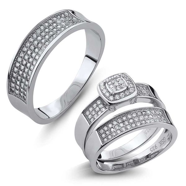 2.12 ct his and hers 3 pieces round cz 925 silver engagement three ring set, Golden;silver
2.12 ct his and hers 3 pieces round cz 925 silver engagement three ring set, Golden;silver