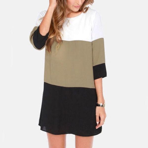 women dress new arrival patchwork half sleeve summer dress o neck casual loose mini dresses vestidos plus size, White;black
women dress new arrival patchwork half sleeve summer dress o neck casual loose mini dresses vestidos plus size, White;black