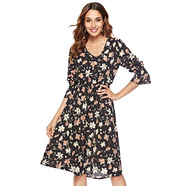 autumn floral women dresses multicolor elegant long sleeve high waist a line chic dress ladies tie neck dress robe, Black;gray
autumn floral women dresses multicolor elegant long sleeve high waist a line chic dress ladies tie neck dress robe, Black;gray