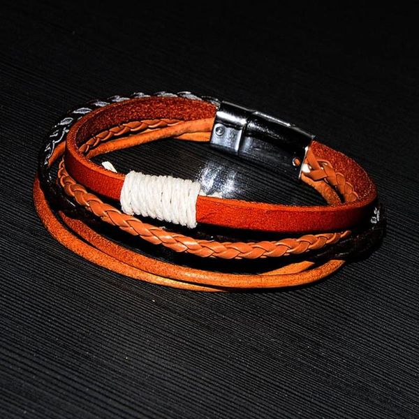 fashion men's cowhide woven multilayer magnet buckle bracelet punk leather rope braided european and american brown bracelets, Black
fashion men's cowhide woven multilayer magnet buckle bracelet punk leather rope braided european and american brown bracelets, Black