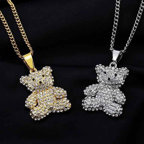 men rhinestone iced out pendant bear necklace fashion hip hop jewelry gold silver color stainless steel chain punk designer necklace for men
men rhinestone iced out pendant bear necklace fashion hip hop jewelry gold silver color stainless steel chain punk designer necklace for men
