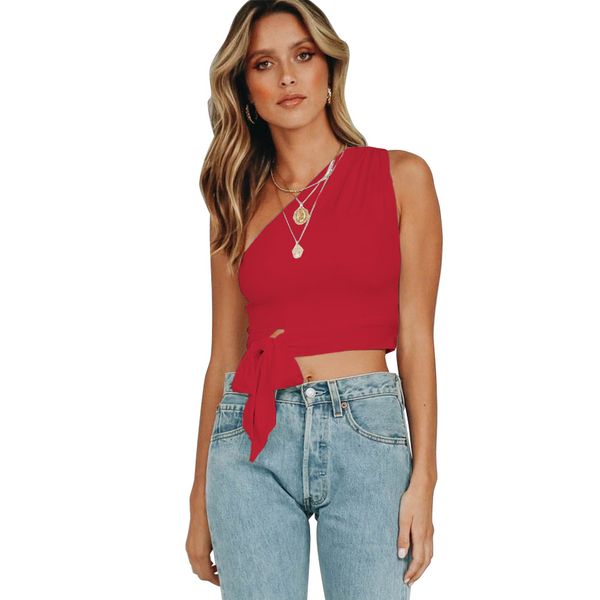 ins explosion models womens new new goods one-shoulder sleeveless lace-up blouse summer explosion models sale, White
ins explosion models womens new new goods one-shoulder sleeveless lace-up blouse summer explosion models sale, White