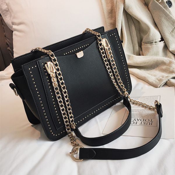 rivet handbags for women bag new fashion pu metal chain tote bags casual pu leather crossbody bags 2019
rivet handbags for women bag new fashion pu metal chain tote bags casual pu leather crossbody bags 2019