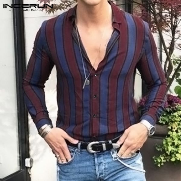 incerun fashion business shirt men long sleeve striped lapel social streetwear casual brand shirts men chemise 2019, White;black 
incerun fashion business shirt men long sleeve striped lapel social streetwear casual brand shirts men chemise 2019, White;black