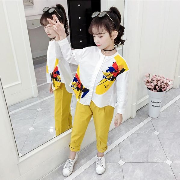 age 4-14y kids 2pcs sets 2020 girls' spring sets printed long sleeve casual shirt + pants children's good quality, White
age 4-14y kids 2pcs sets 2020 girls' spring sets printed long sleeve casual shirt + pants children's good quality, White