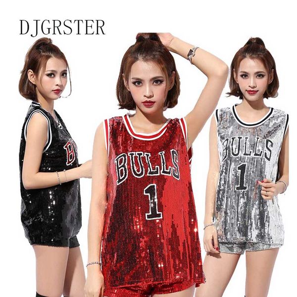 djgrster female singer costume silver red sequins dance wear bar dj clothes stage costumes women singer hip hop costume, Black;red
djgrster female singer costume silver red sequins dance wear bar dj clothes stage costumes women singer hip hop costume, Black;red