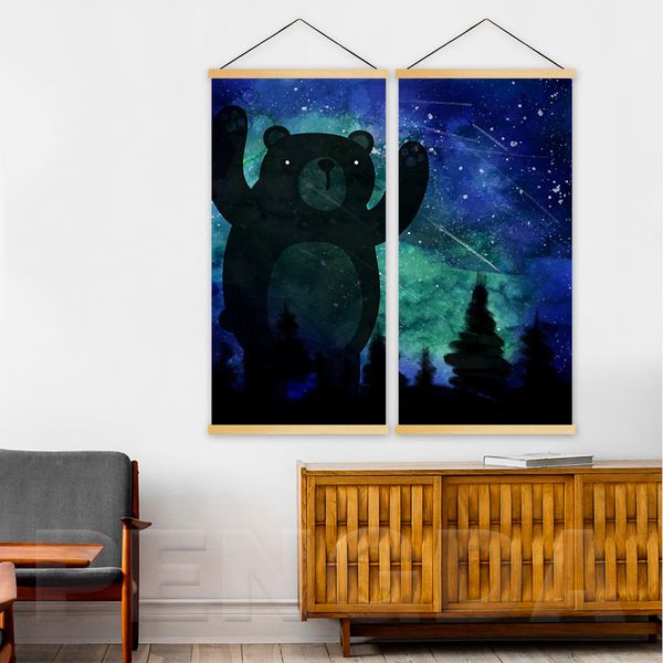 home decoration print pictures canvas 2 panel cartoon bear starry sky landscape poster wall art wooden scroll hanging painting
home decoration print pictures canvas 2 panel cartoon bear starry sky landscape poster wall art wooden scroll hanging painting