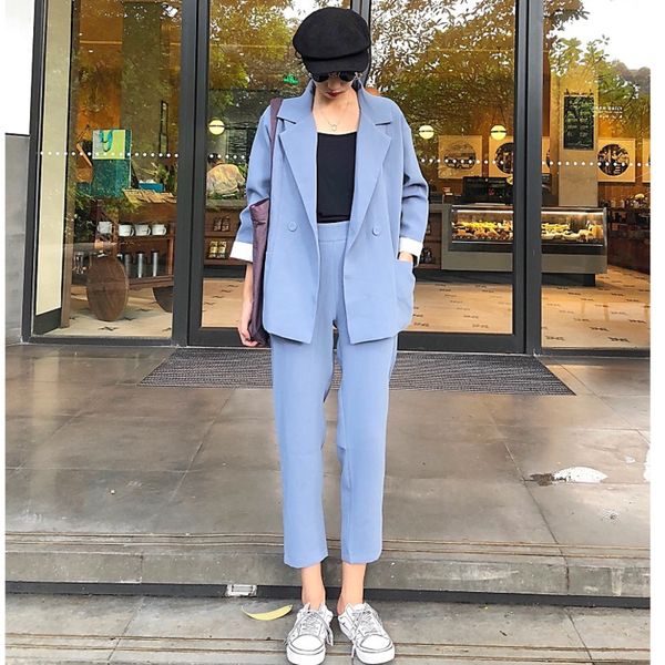 women sets single button solid simple all-match korean style pockets leisure daily womens ankle-length pant two pieces set new, White
women sets single button solid simple all-match korean style pockets leisure daily womens ankle-length pant two pieces set new, White
