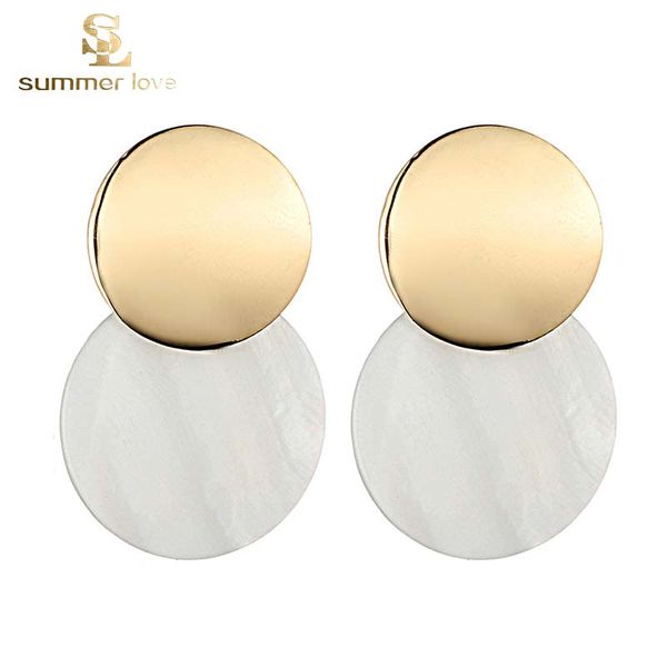 new fashion round metal shell dangle earring for women bohemian geometric small coin drop earring fashion jewelry gift, Silver
new fashion round metal shell dangle earring for women bohemian geometric small coin drop earring fashion jewelry gift, Silver