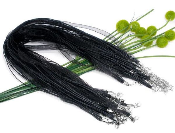 fashion- shipping 100pcs black lobster clasp organza ribbon waxen cord string necklaces 17", Silver
fashion- shipping 100pcs black lobster clasp organza ribbon waxen cord string necklaces 17", Silver