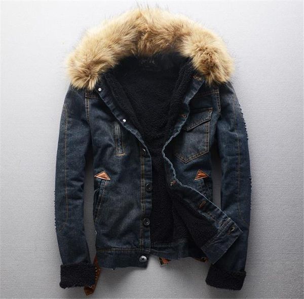 fur collar jaens jacket single breasted blue washed mens coats fashion mens designer winter coats faux, Black;brown
fur collar jaens jacket single breasted blue washed mens coats fashion mens designer winter coats faux, Black;brown