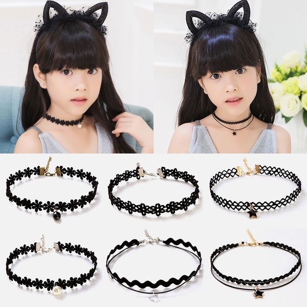 fashion 5pcs girls multi-layer lace black choker necklace kid stretch velvet classic gothic tattoo lace choker children necklace, Silver
fashion 5pcs girls multi-layer lace black choker necklace kid stretch velvet classic gothic tattoo lace choker children necklace, Silver