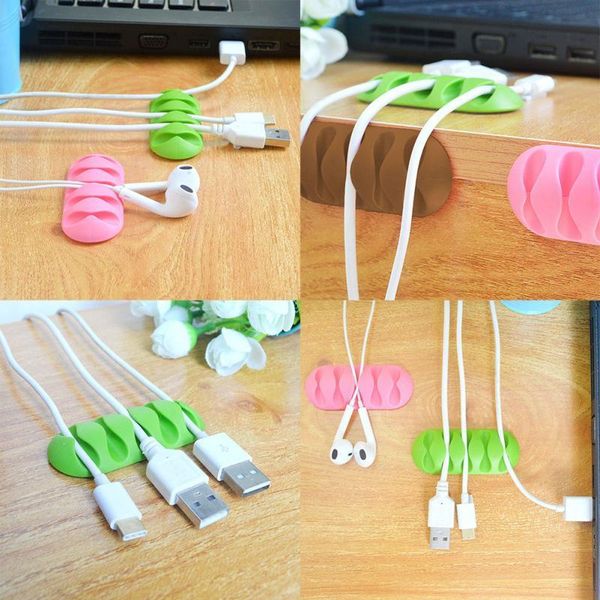 1pc five-hole cable organizer holder cable clip desk tidy organiser wire cord lead usb charger holder fixer #21