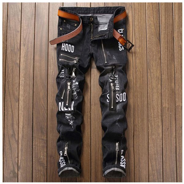 hip-hop men denim jeans masculina casual denim patchwork slim punk jeans pants brand print biker cool rock zipper design, Blue
hip-hop men denim jeans masculina casual denim patchwork slim punk jeans pants brand print biker cool rock zipper design, Blue