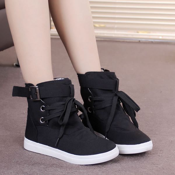 spring and autumn round head high-belt buckle decoration front lace-up canvas shoes breathable women's shoes, Black
spring and autumn round head high-belt buckle decoration front lace-up canvas shoes breathable women's shoes, Black
