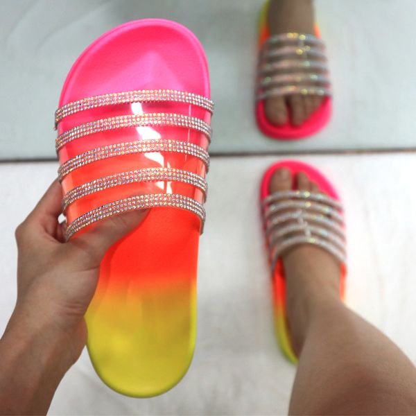 ladies slippers striped rhinestone flip flops beach sandals non-slip colorblock slides women, Black
ladies slippers striped rhinestone flip flops beach sandals non-slip colorblock slides women, Black