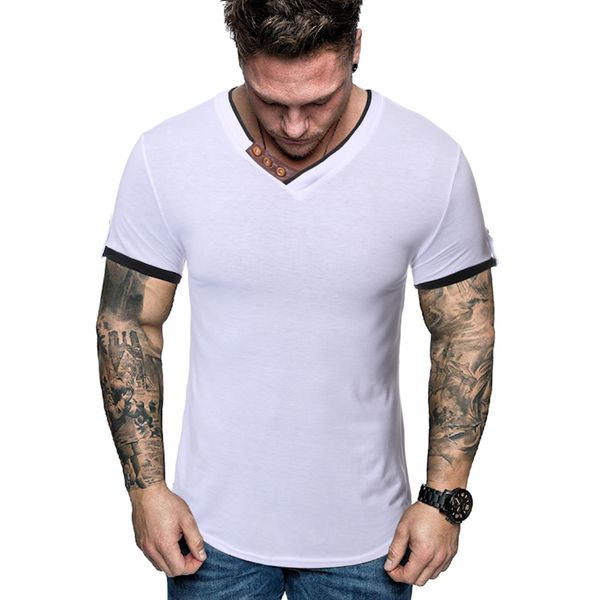 zusigel new fashion casual short sleeve white t-shirt v-neck cotton slim fit tee shirt homme, White;black
zusigel new fashion casual short sleeve white t-shirt v-neck cotton slim fit tee shirt homme, White;black
