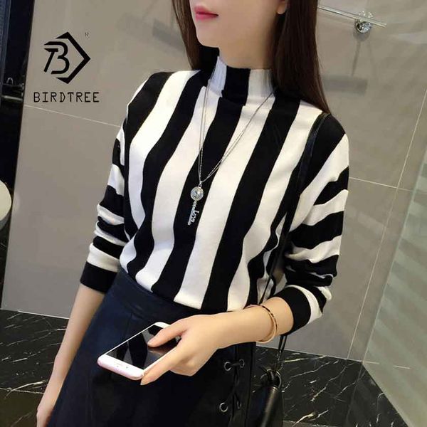 2019 new arrival striped loose knitted women's thick sweater office lady half height round neck long sleeve pullovers t96510, White;black
2019 new arrival striped loose knitted women's thick sweater office lady half height round neck long sleeve pullovers t96510, White;black