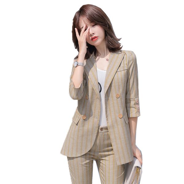 high-end professional women's striped suit suit spring and autumn korean fashion chairman overalls temperament two-piece, White;black
high-end professional women's striped suit suit spring and autumn korean fashion chairman overalls temperament two-piece, White;black