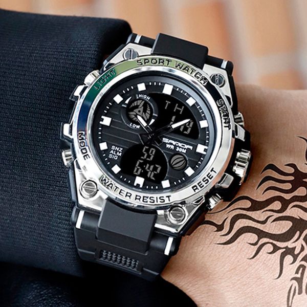 sanda professional mens sports watches digital led army dive watch men fashion casual electronics wristwatches relojes, Slivery;brown
sanda professional mens sports watches digital led army dive watch men fashion casual electronics wristwatches relojes, Slivery;brown