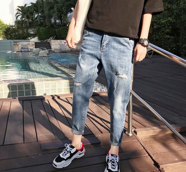 summer jeans new fashion mens stylist black jeans skinny ripped destroyed stretch slim fit hop hop pants with holes for men, Black;green
summer jeans new fashion mens stylist black jeans skinny ripped destroyed stretch slim fit hop hop pants with holes for men, Black;green
