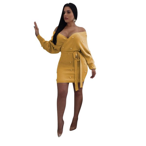 spring long-sleeved bag hip dress solid color beaded v-neck tube dress 6-color pullover temperament office, Black;gray
spring long-sleeved bag hip dress solid color beaded v-neck tube dress 6-color pullover temperament office, Black;gray
