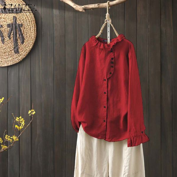 zanzea women vintage long sleeve ruffles blouse spring cotton linen shirt casual flounce blusas femme robe buttons down, White
zanzea women vintage long sleeve ruffles blouse spring cotton linen shirt casual flounce blusas femme robe buttons down, White
