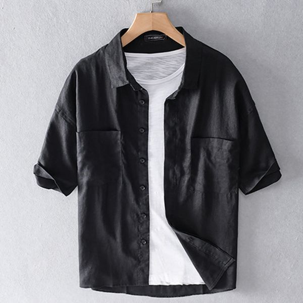 incerun summer men solid color shirt short sleeve turn down collar shirts casual buttons up basic blouse chic henley 5xl, White;black
incerun summer men solid color shirt short sleeve turn down collar shirts casual buttons up basic blouse chic henley 5xl, White;black