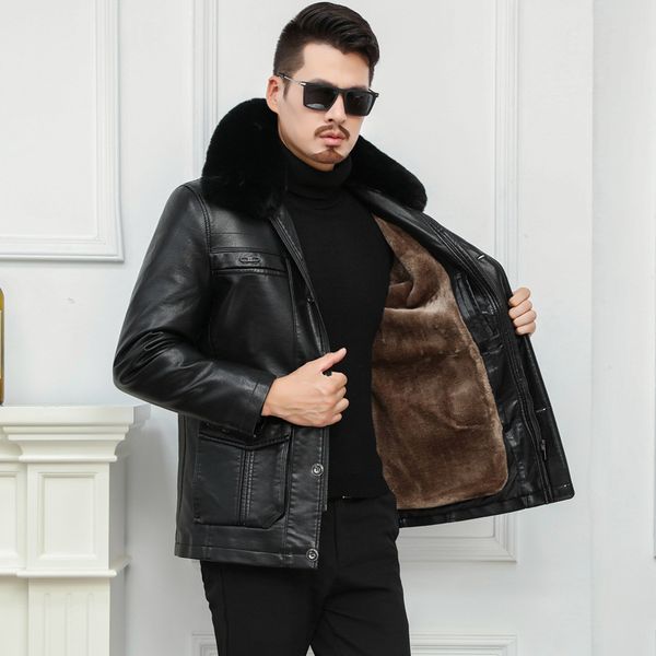 new fashion warm leather jacket thickened coat casual thick faux fur detachable collar. internal super large plus size -7xl, Black
new fashion warm leather jacket thickened coat casual thick faux fur detachable collar. internal super large plus size -7xl, Black