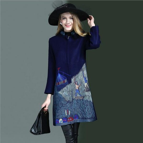 lafhy dofhy winter new european and american fashion heavy embroidery zipper style embroidery women wool coat 086, Black 
lafhy dofhy winter new european and american fashion heavy embroidery zipper style embroidery women wool coat 086, Black