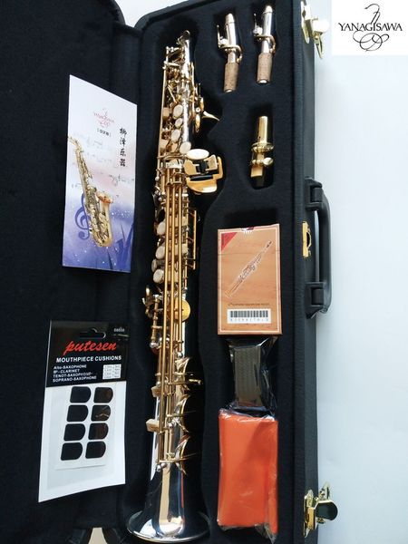 silver soprano sax japan yanagisawa s-w037 b(b) brass soprano saxophone perform musical instruments with case,mouthpiece
silver soprano sax japan yanagisawa s-w037 b(b) brass soprano saxophone perform musical instruments with case,mouthpiece
