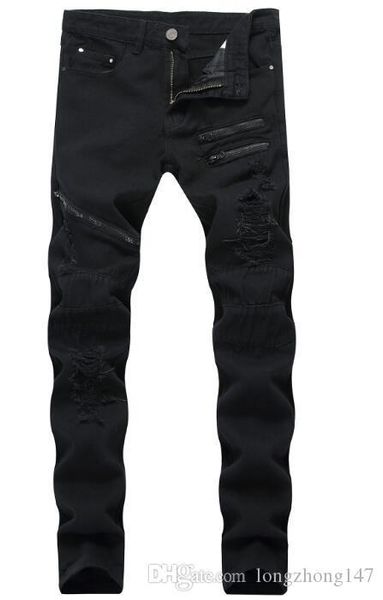 new mens jeans slim fit motorcycle biker denim for men fashion designer draped zipper mens hole jeans black, Blue
new mens jeans slim fit motorcycle biker denim for men fashion designer draped zipper mens hole jeans black, Blue