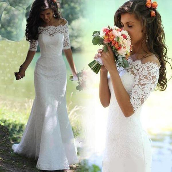 2020 new lace mermaid wedding dress romantic half sleeve bridal gown plus size custom made, White
2020 new lace mermaid wedding dress romantic half sleeve bridal gown plus size custom made, White
