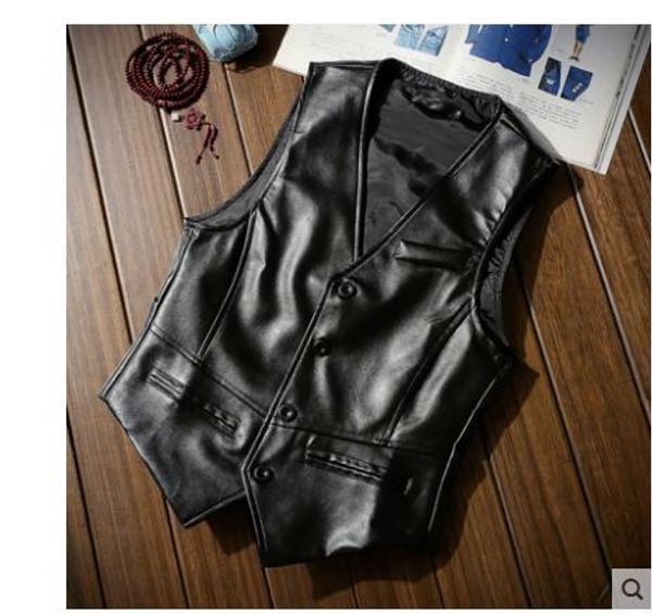 2019 autumn new men's youth korean version of the trend of leisure vest men's self-cultivation british pu leather vest, Black;white
2019 autumn new men's youth korean version of the trend of leisure vest men's self-cultivation british pu leather vest, Black;white