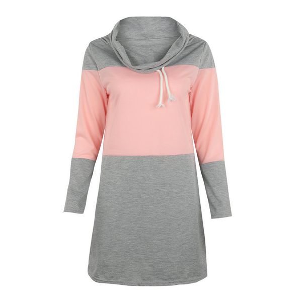 women drawstring loose casual long sleeve patchwork knee length spring autumn winter, Black
women drawstring loose casual long sleeve patchwork knee length spring autumn winter, Black