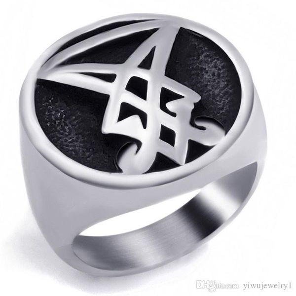 black silver sigil of lucifer titanium steel seal of satan satanic amulet ring gothic punk biker signet rings size 7-14#
black silver sigil of lucifer titanium steel seal of satan satanic amulet ring gothic punk biker signet rings size 7-14#