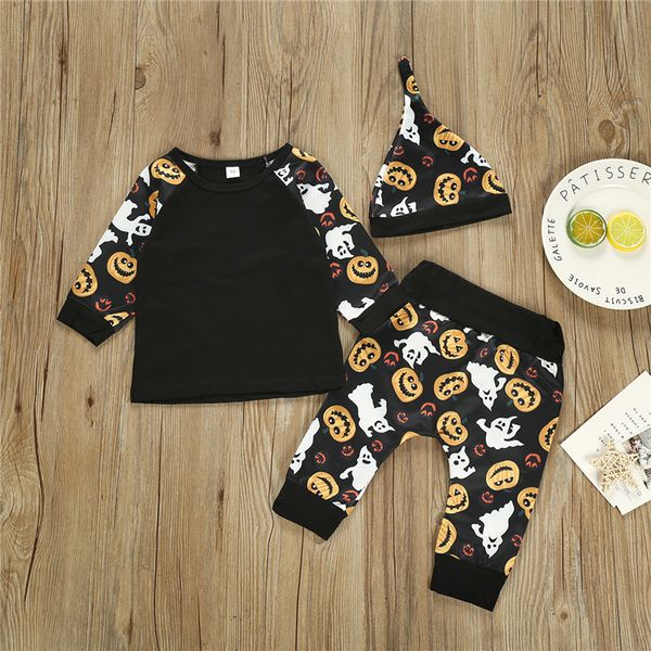 halloween kids clothes outfits halloween pumpkin face black + printed trousers+hat 3 pieces set kids designer clothes zjy652, White
halloween kids clothes outfits halloween pumpkin face black + printed trousers+hat 3 pieces set kids designer clothes zjy652, White