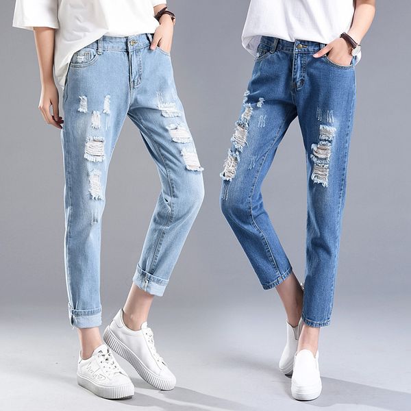 2020 female fashion new elastic waist hole big yards jeans nine points show thin thin kind of loose leisure haroun pants, Blue
2020 female fashion new elastic waist hole big yards jeans nine points show thin thin kind of loose leisure haroun pants, Blue