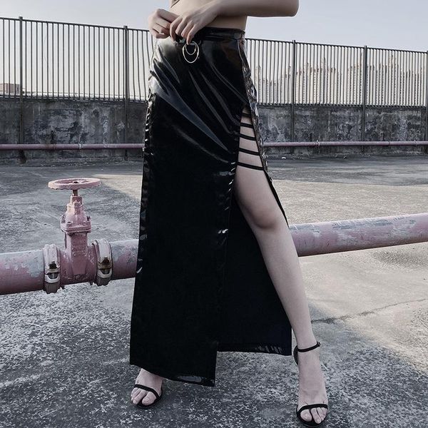 long faux leather skirts women gothic streetwear high waist hollow out skirts female halloween party, Black
long faux leather skirts women gothic streetwear high waist hollow out skirts female halloween party, Black